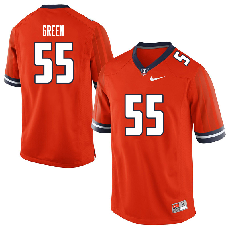 Men #55 Kendrick Green Illinois Fighting Illini College Football Jerseys Sale-Orange